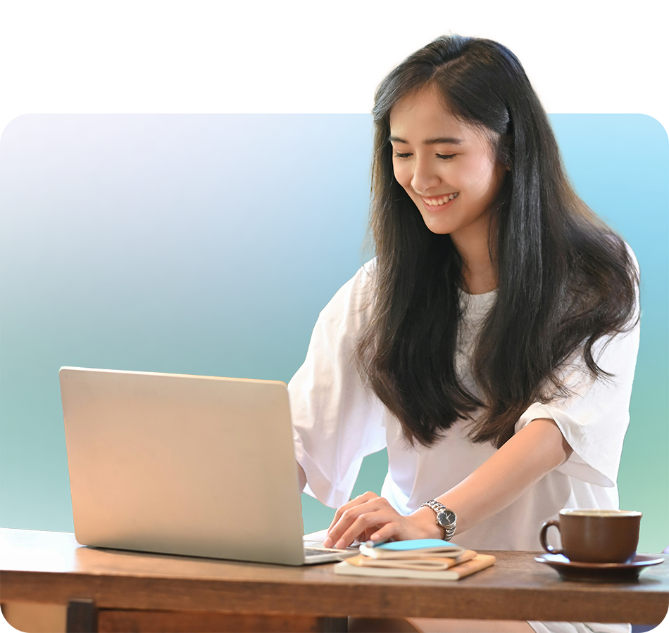 Woman looking at laptop