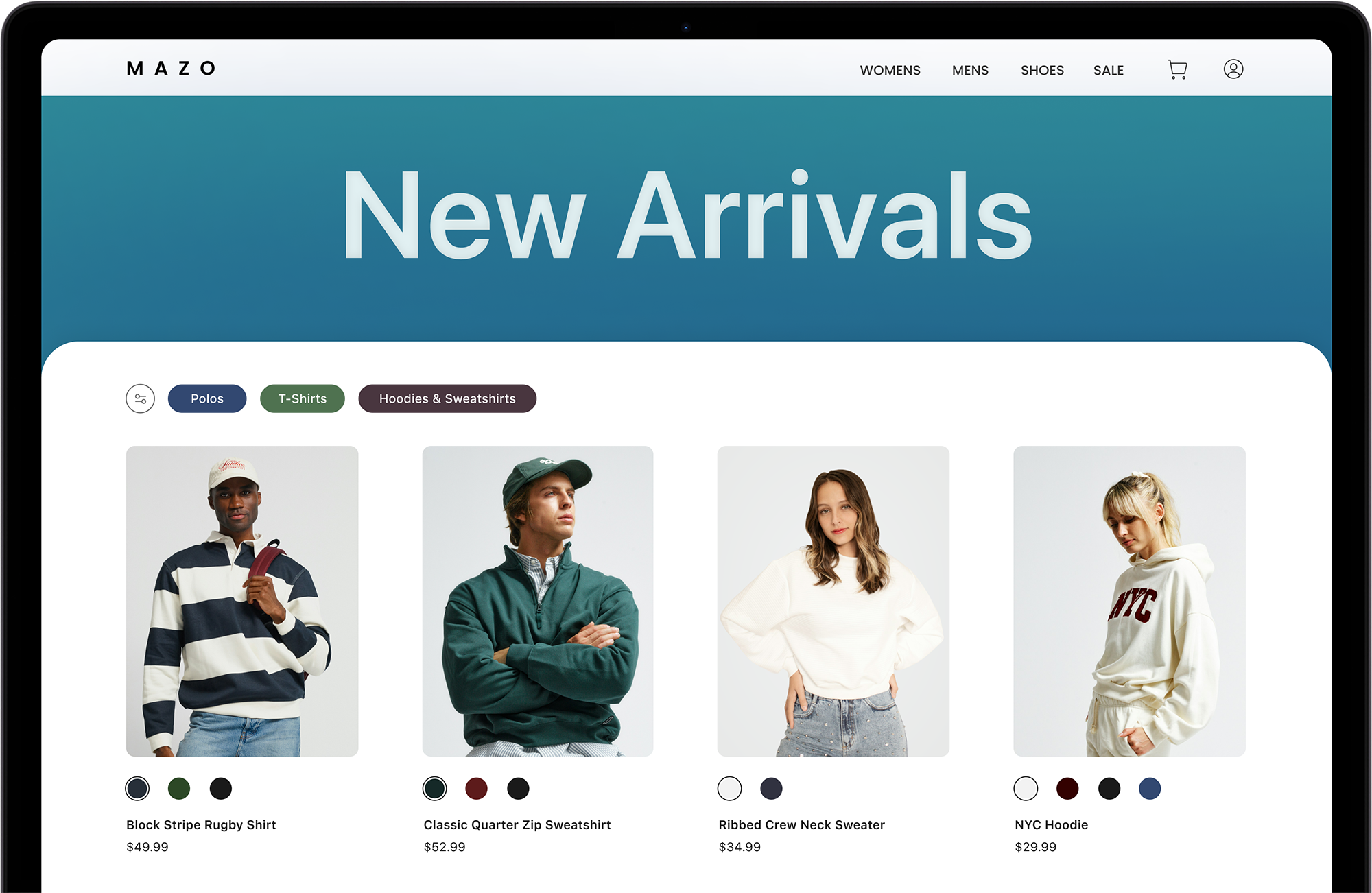 New Arrivals Computer Screen Mockup of an E-commerce Store